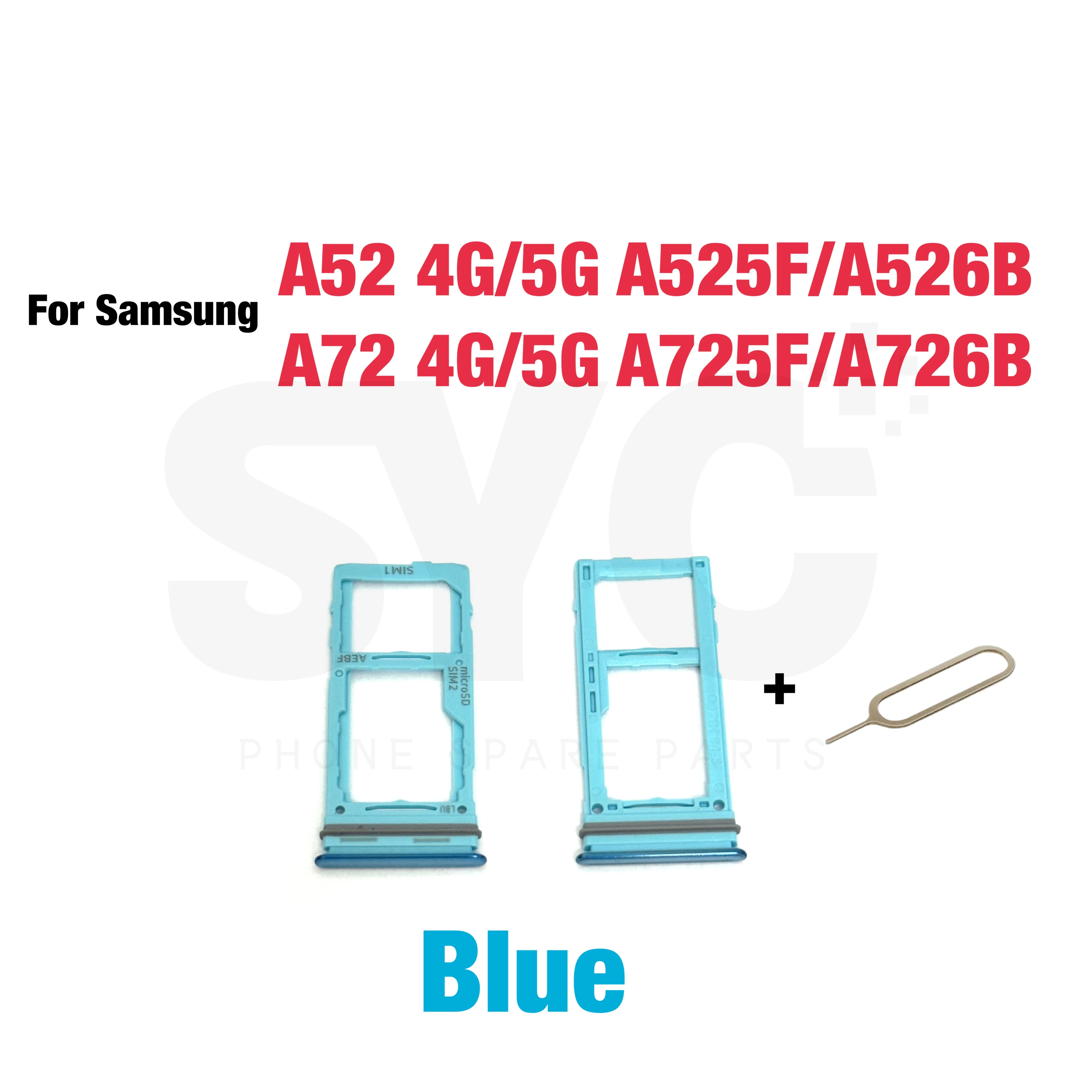 Phone Sim SD Card Tray For Samsung Galaxy A52 A72 4G 5G A525 A526 A725 A726 New SIM Adapter Chip Holder Slot Drawer Parts + Tool