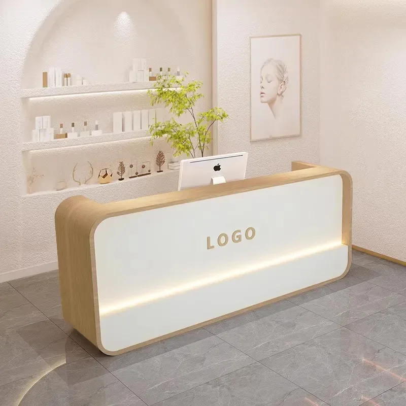 Modern Beauty Salon Reception Desks Nordic White Outfit Shop Atril Counter Storage Podium Office Furniture Receptionsdisk FYRD