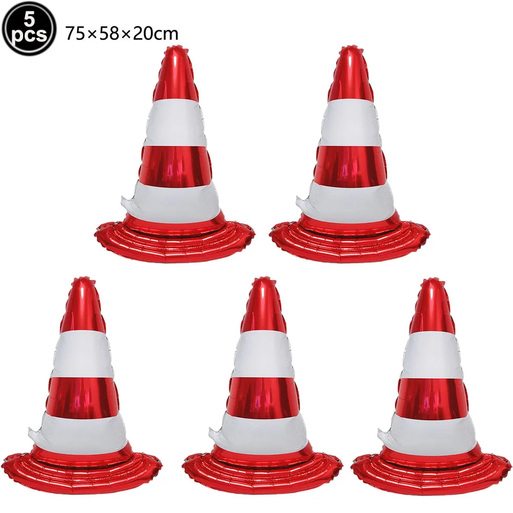 Large Motorcycle Foil Balloon Racing Safety Traffic Cone Tire Car Wheel Balloons Motorbike Theme Boys Birthday Party Decorations