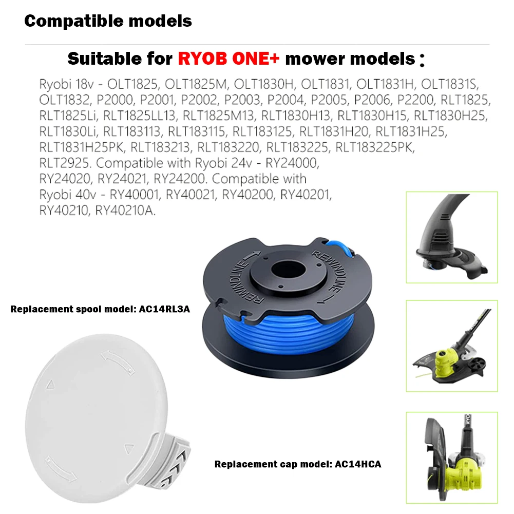 1-5PCS String Trimmer Spule Ersatz Für Ryobi One Plus AC14RL3A 18V 24V 40V 11Ft Auto Feed Cordless Weed Eater Spule Linie