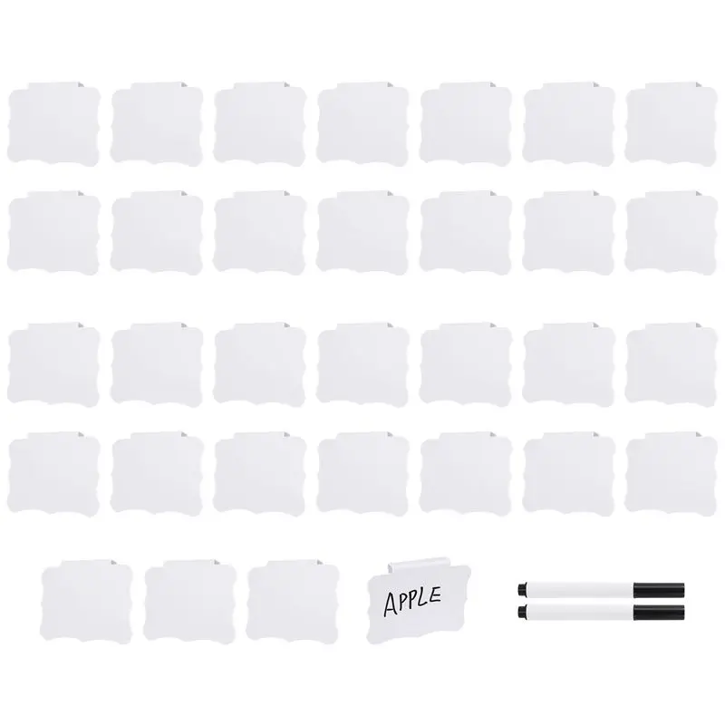 A84X-32 Pieces Basket Labels Clips And Pens Set, Includes 32 Pieces Kitchen Clip Label Holder And 2 Pieces Chalk