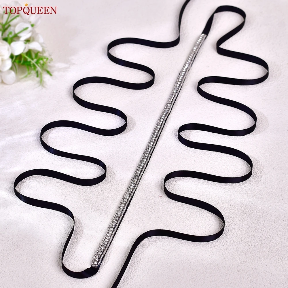 TOPQUEEN Handmade Rhinestone Belt Thin Wedding Dress Accessories Bridal Bridesmaid Sash Women Gown Decoration Girdles S217