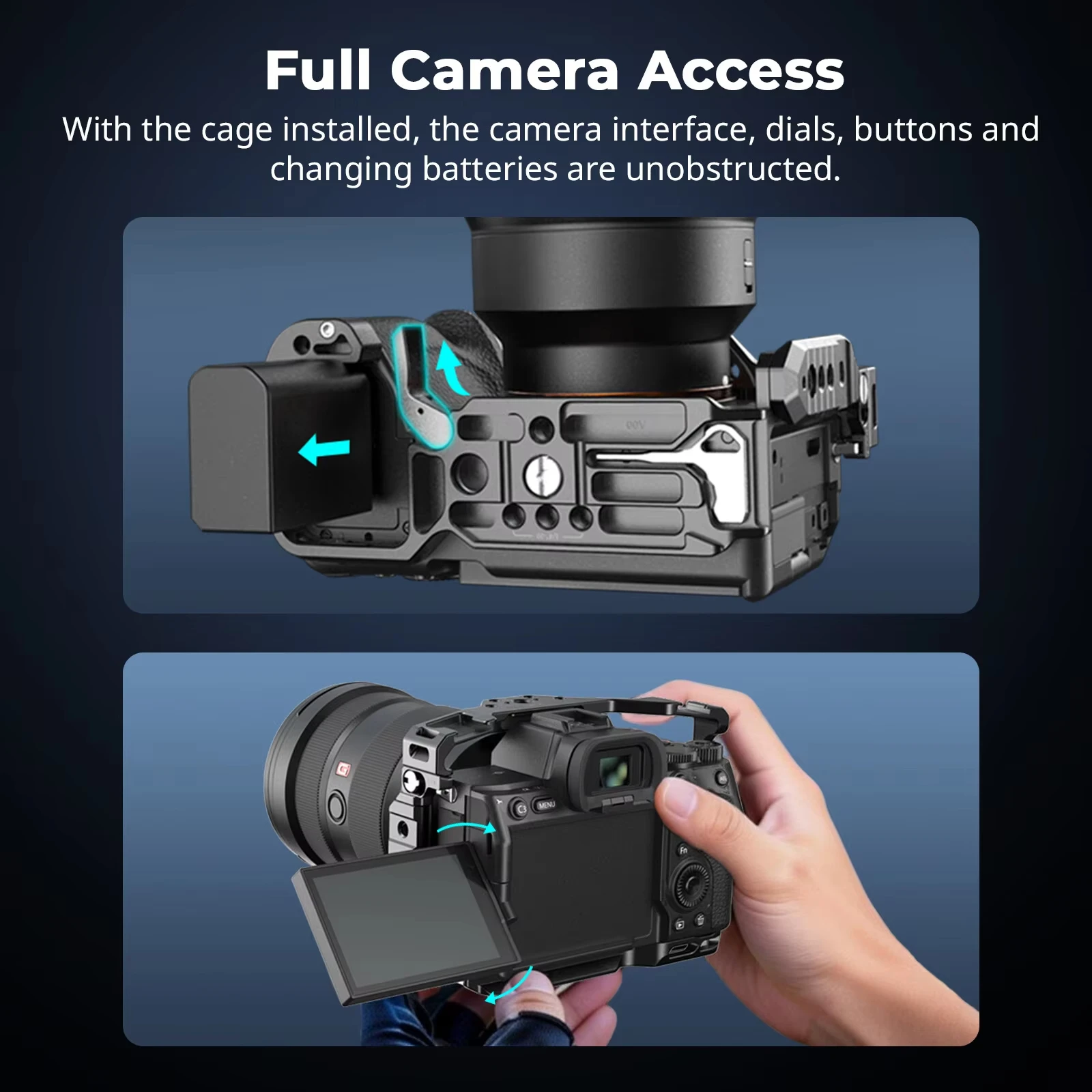 SmallRig 카메라 케이지 핸들 그립 1/4 "확장 구멍 Sony A7RV A7RIV A7IV A7SIII A1 3667 3668 3669 용 콜드 슈