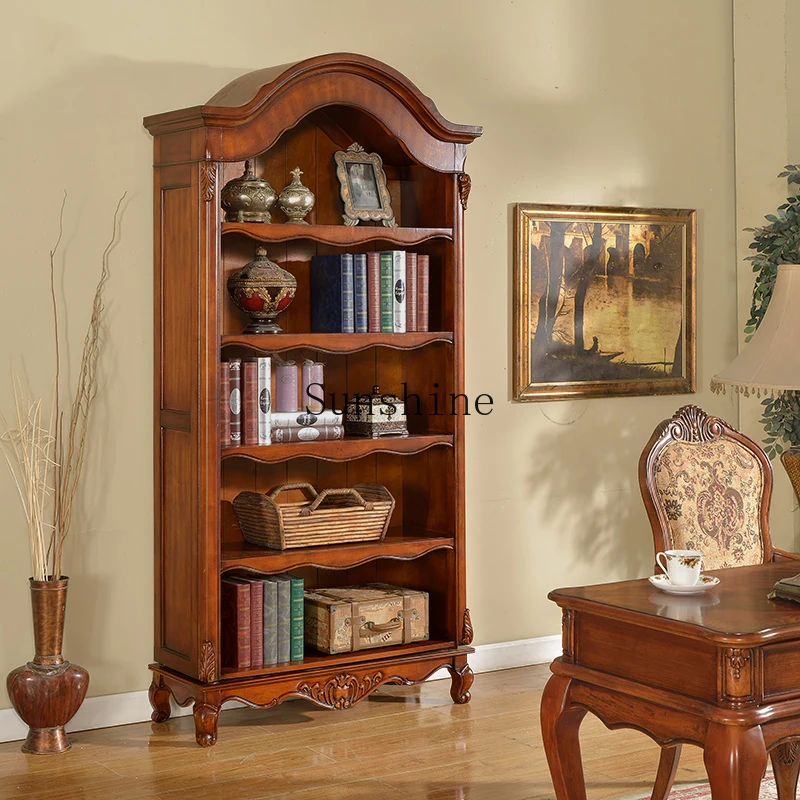 American solid wood European simple and simple doorless multi-functional bookcase combination