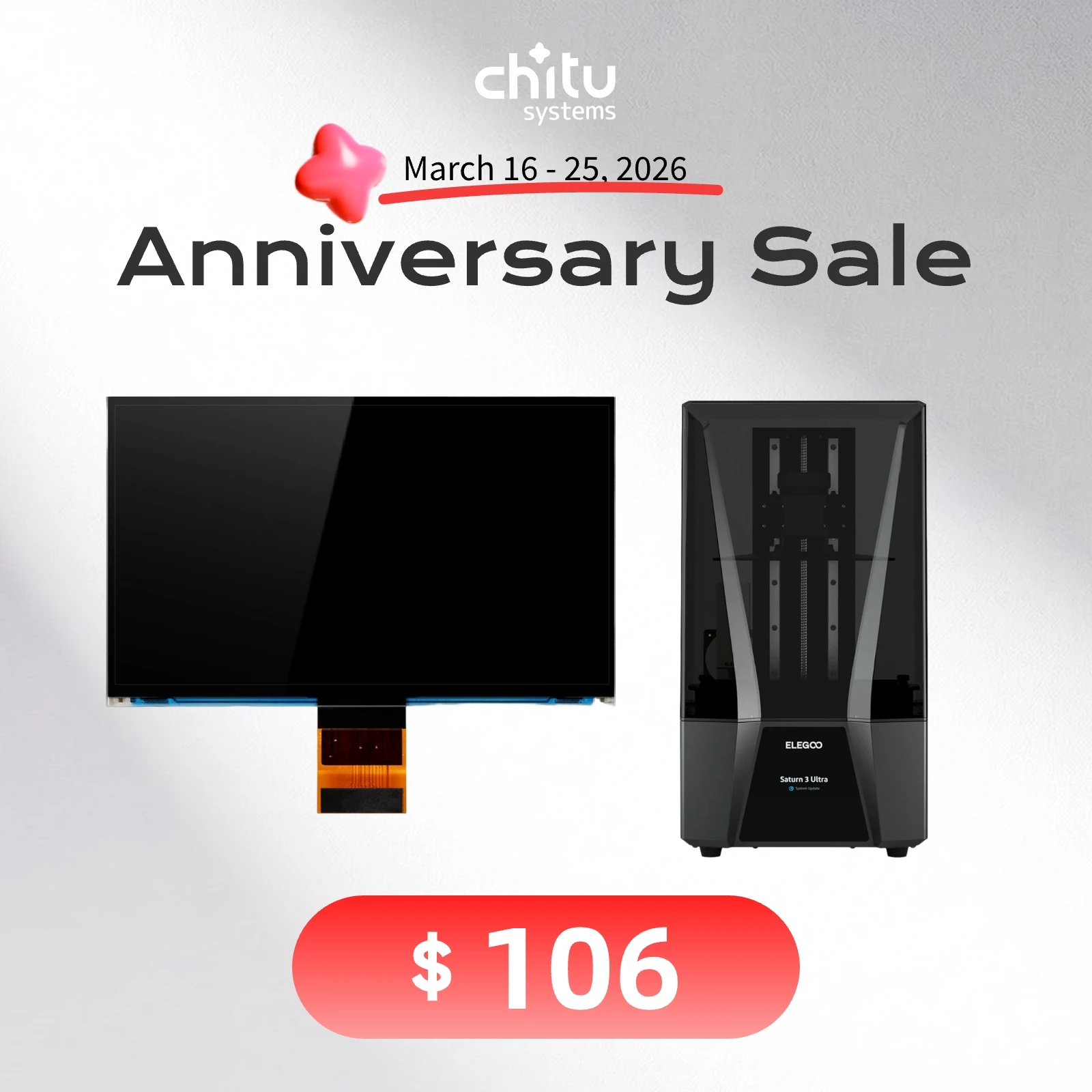 

Elegoo Saturn 3 / 3 ultra 10.1 inch 12K Saturn 4 / 4 ultra Monochrome Original LCD Screen Replacement 3D Printer Part