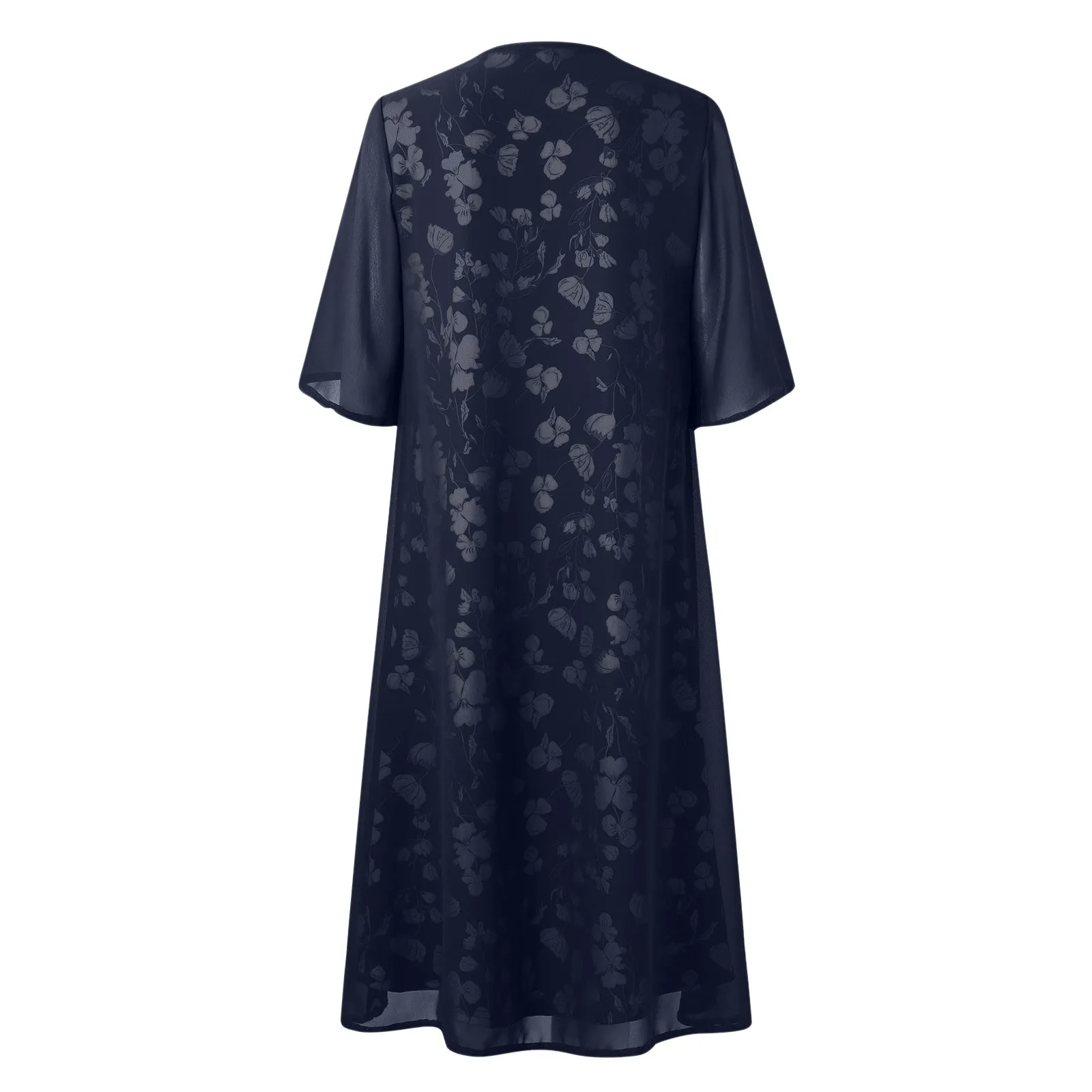 Mulheres decote em V meia manga estampada com flores Patchwork Vestidos Chiffon, Elegante Vestido de Festa, Verão Boho Vestido Midi