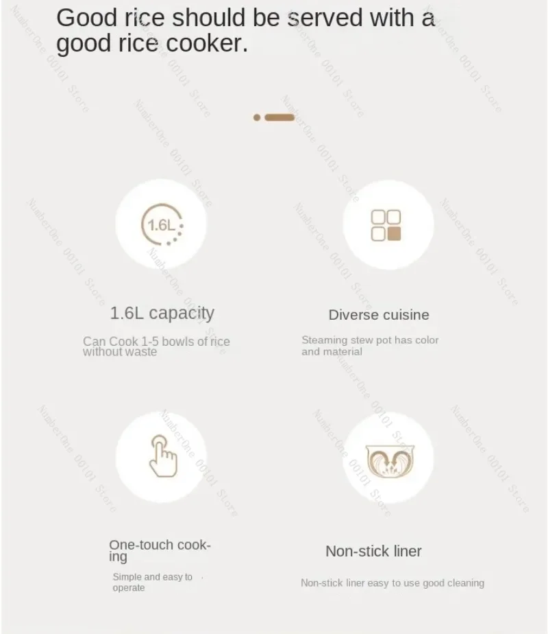 Mini rice cooker 1-2 people household small rice cooker dormitory multi-function one person cooking smart