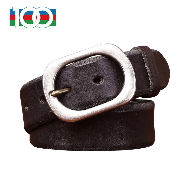 

Men's leather belt American vintage thickened men's beveled leather belt Men's head layer cowhide stainless steel leather belt