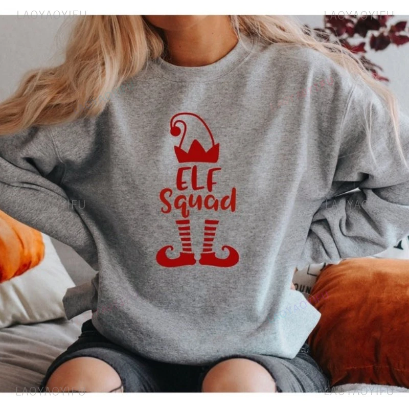 Elf Squad Sweatshirt Funny Elf Sweatshirt Christmas Gift Unisex  Pullover Hoodie Long Sleeve Sports Wear Humor Style