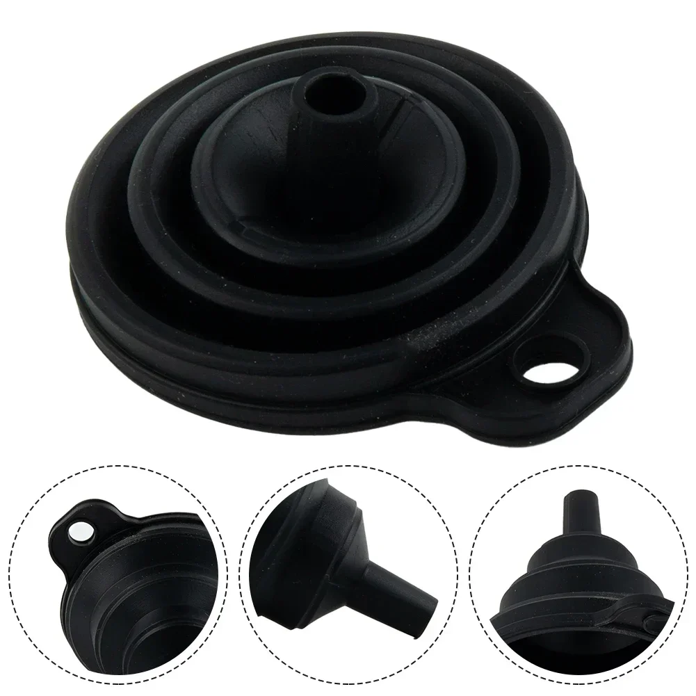 1PCS Silicone Collapsible Foldable Space-Saving Engine Oil Top Up Filler Screen Wash Coolant 7cmX6cm Black