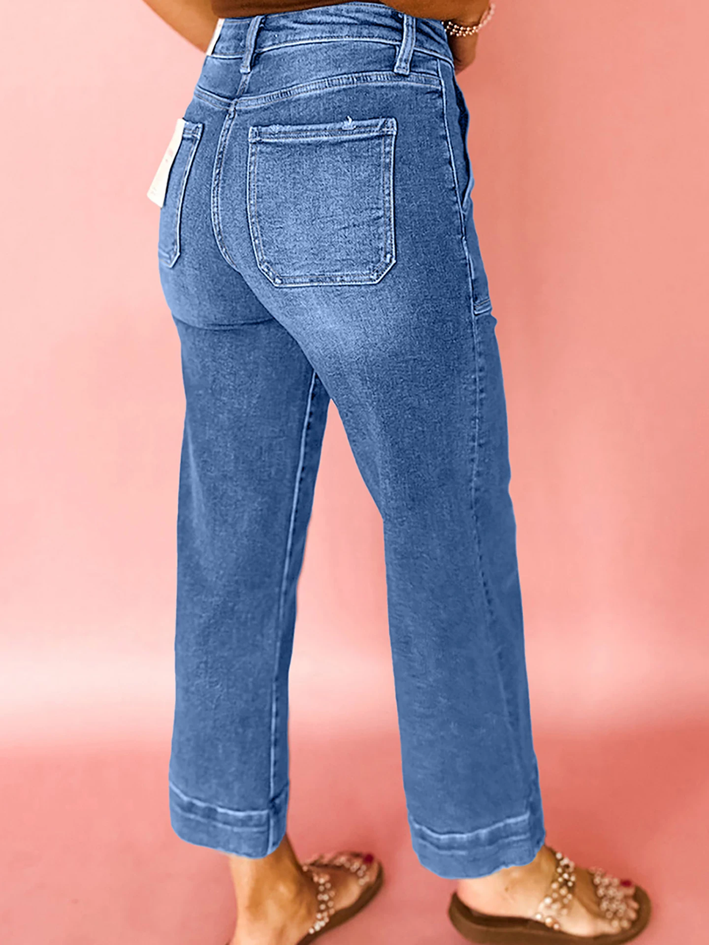 Nine pantalones vaqueros Retro de cintura alta y pierna ancha para mujer, corte holgado de algodón, corte recto, uso diario, marca china no deformable