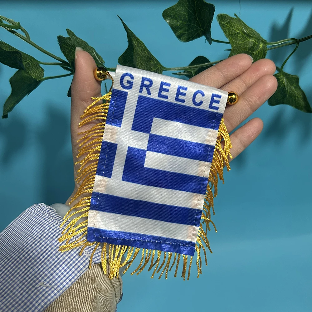 Greece Car Window Flag 8*12cm Polyester Double Side Printed Greece Hanging Pennant Flags Greek Mini Flag