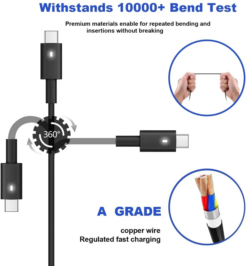 45W USB TYPE-C 20V 2.25A Laptop Charger For DELL XPS 12 9250 XPS 13 9360 9365 9370 9380 9333 Latitude 7275 7370 5175 5285 7390