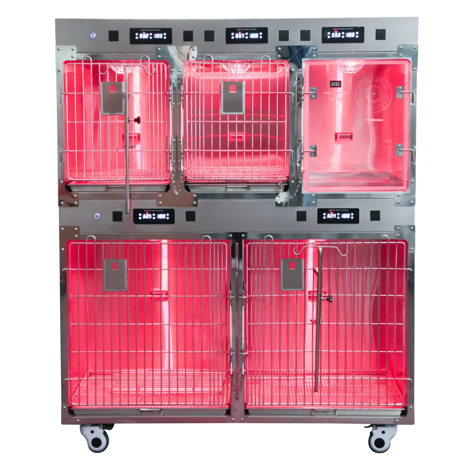 Yishanghe 304 Stainless Steel Five Door Infrared Cage for Animal Clinic