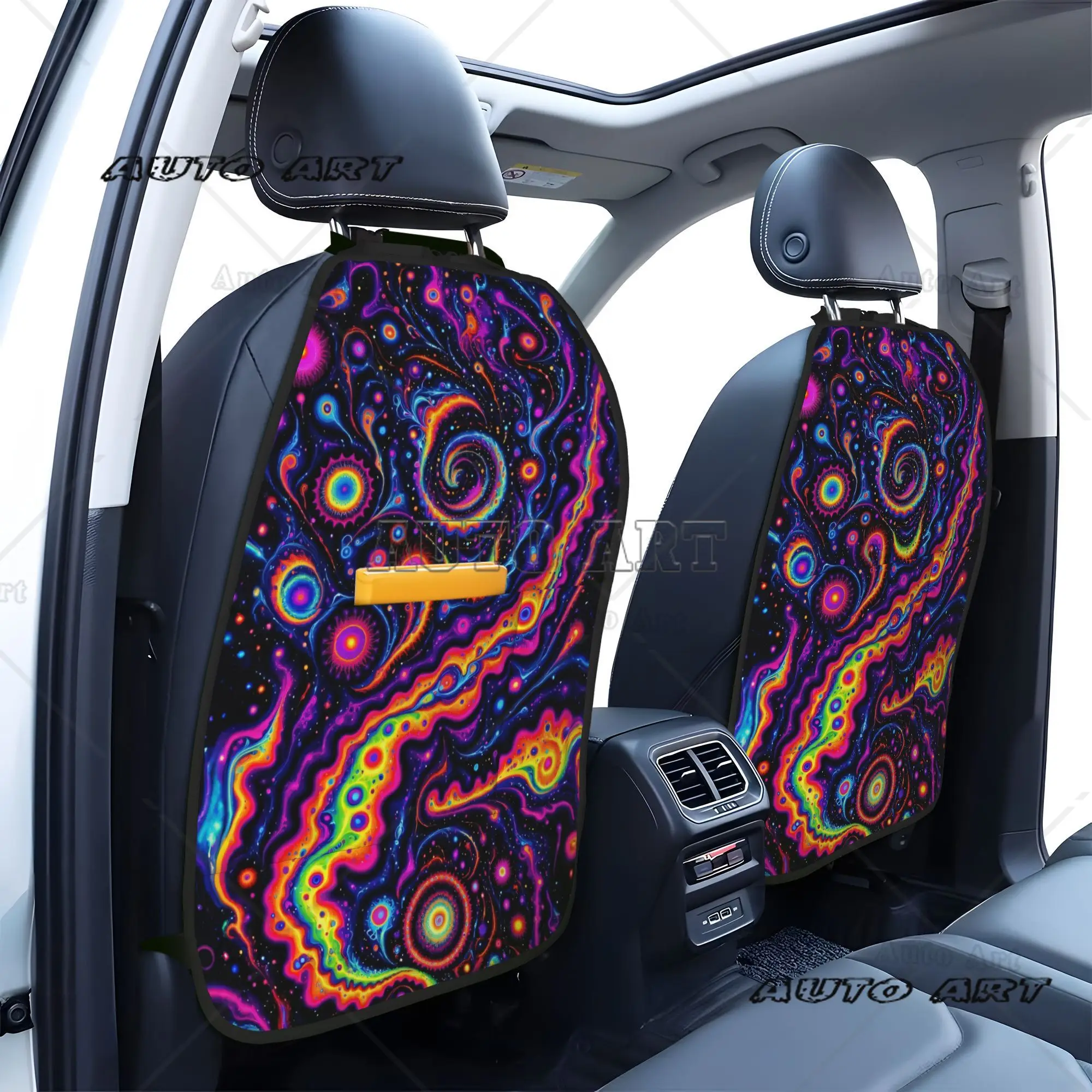 Set of 2 Psychedelic Fractal Universe Car Seat Back Organizers Versatile Adjustable and  Storage Solution Ensures Your Vehicle
