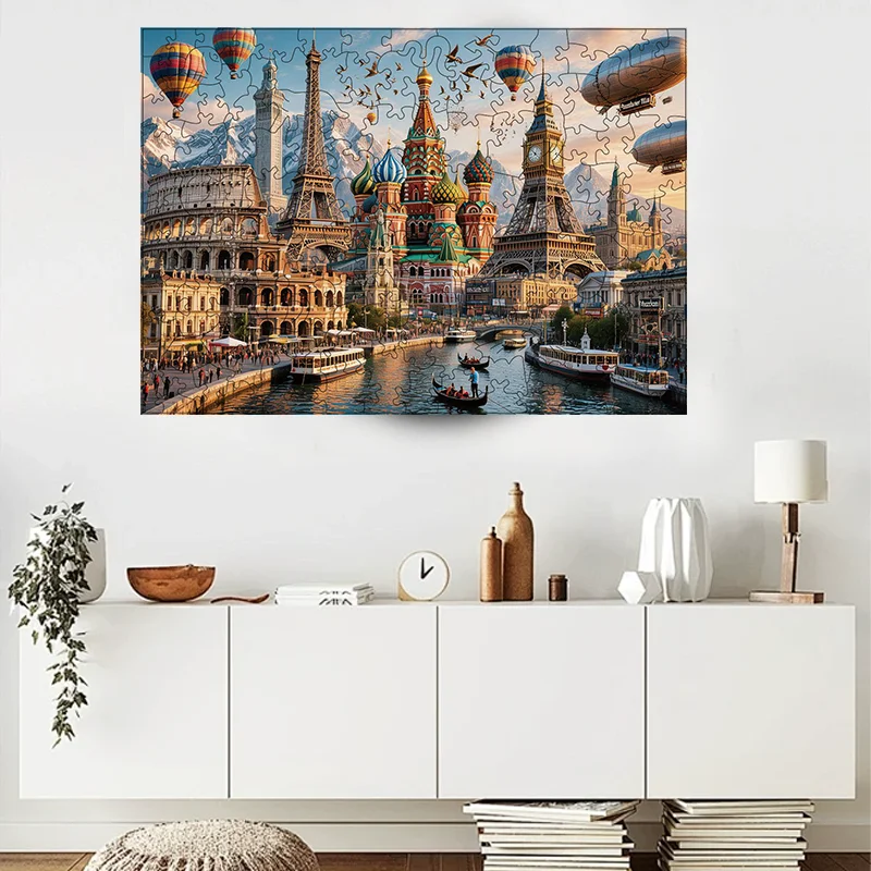 จิ๊กซอว์ไม้สถานที่ท่องเที่ยวชื่อดัง เกมฝึกสมองเพื่อการศึกษา ความบันเทิง ผ่อนคลาย คลายเครียด สำหรับผู้ใหญ่