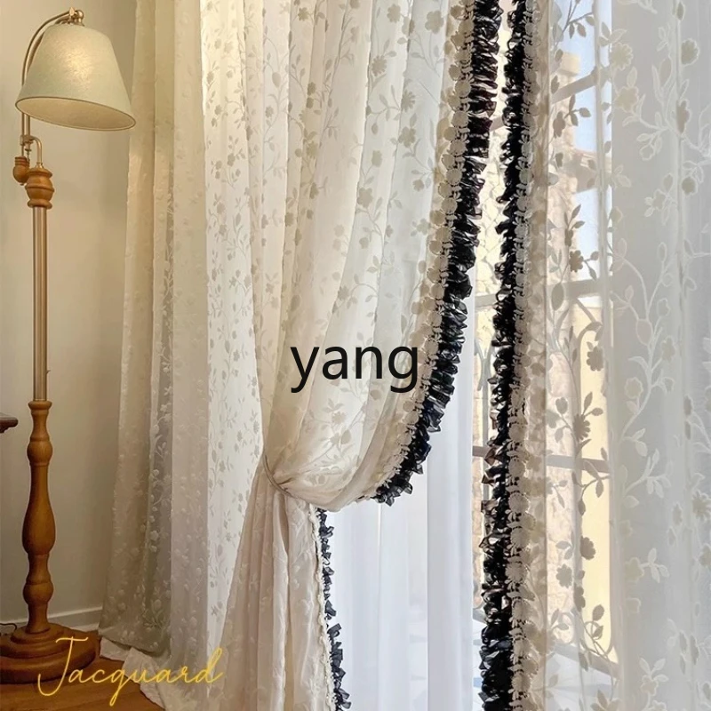 

tgf Custom French Romantic American Retro Heavy Embossed Sheer Curtain Lace Curtain