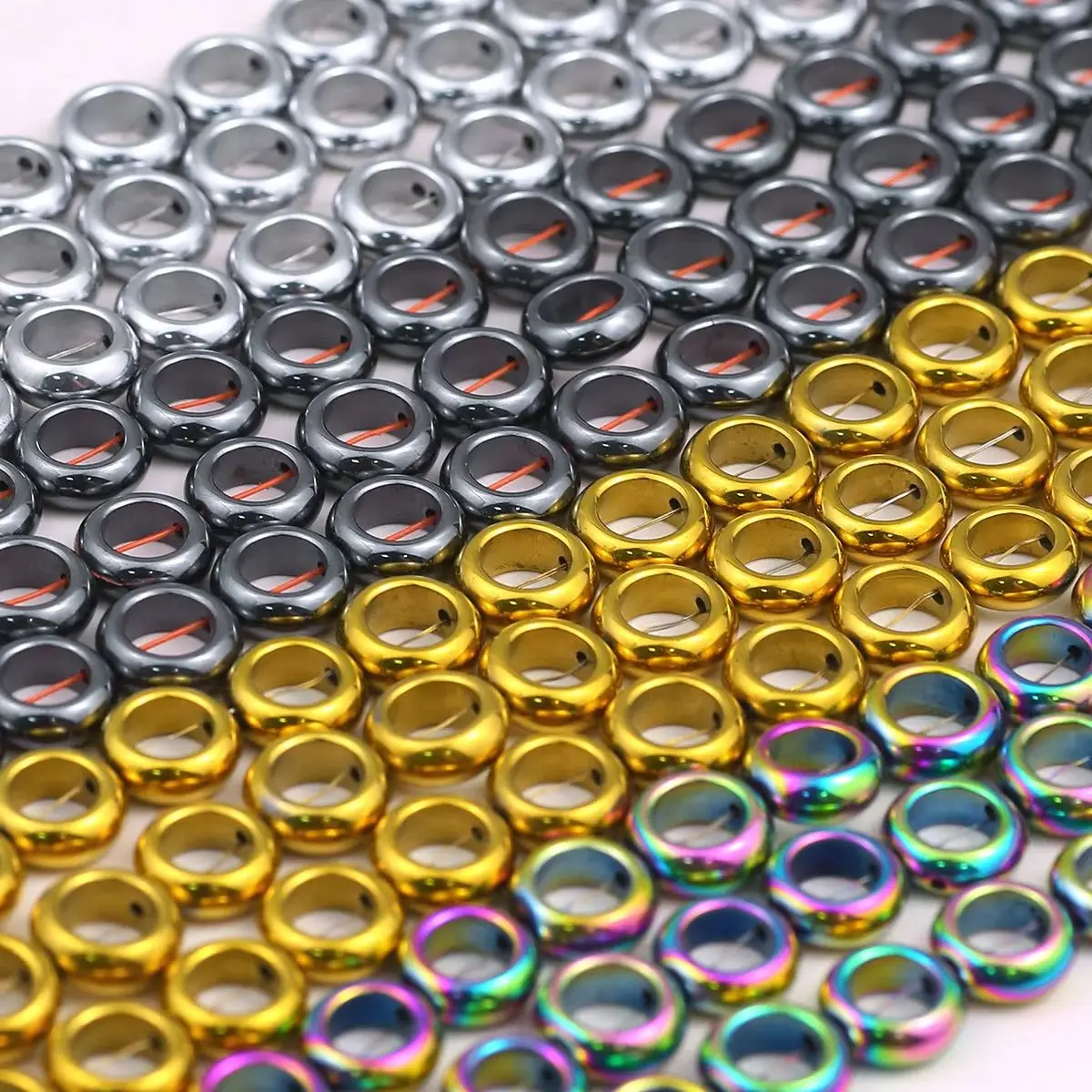 10mm 41pcs 1 Strand Hematite Arc Surface Ring Donut Shape Beads Loose Beads For DIY Jewelry Making Bracelet Necklace Supplies