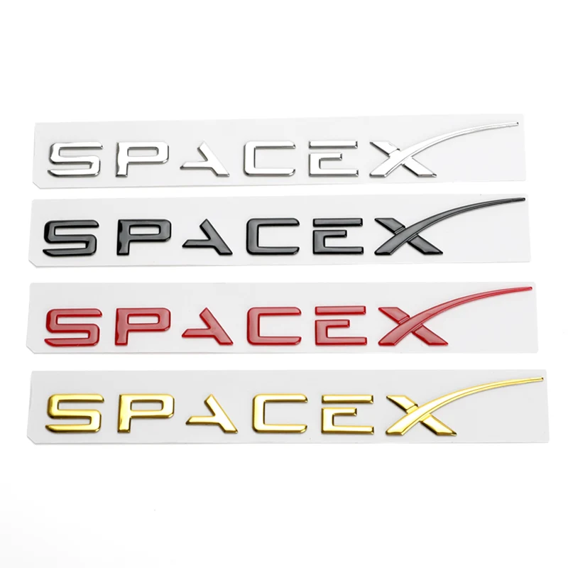 車spacex社デュアルモーターステッカーフェンダーサイドためテスラモデルys 3 x文字スペースロゴリアエンブレムバッジトランクアクセサリー