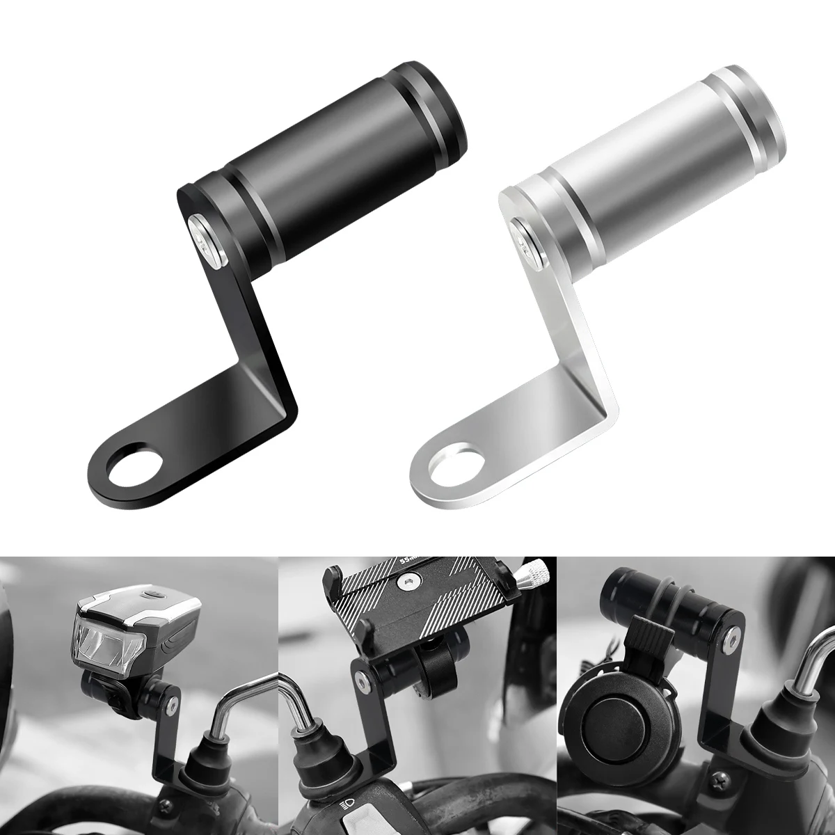 Suporte Expansor de Espelho para Moto, Acessório Multifuncional para Motocicleta, Suporte Universal para Celular, Alavancas e Adaptador de Fixação em Liga Metálica