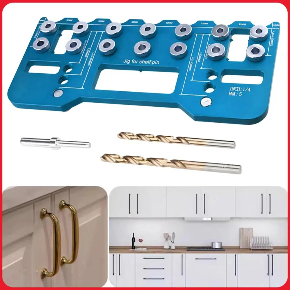 

Pocket Hole Jig Kit Adjustable Handle Pitch Punch Hole Locator Straight Hole Drilling Template for Carpentry Installation Hinge