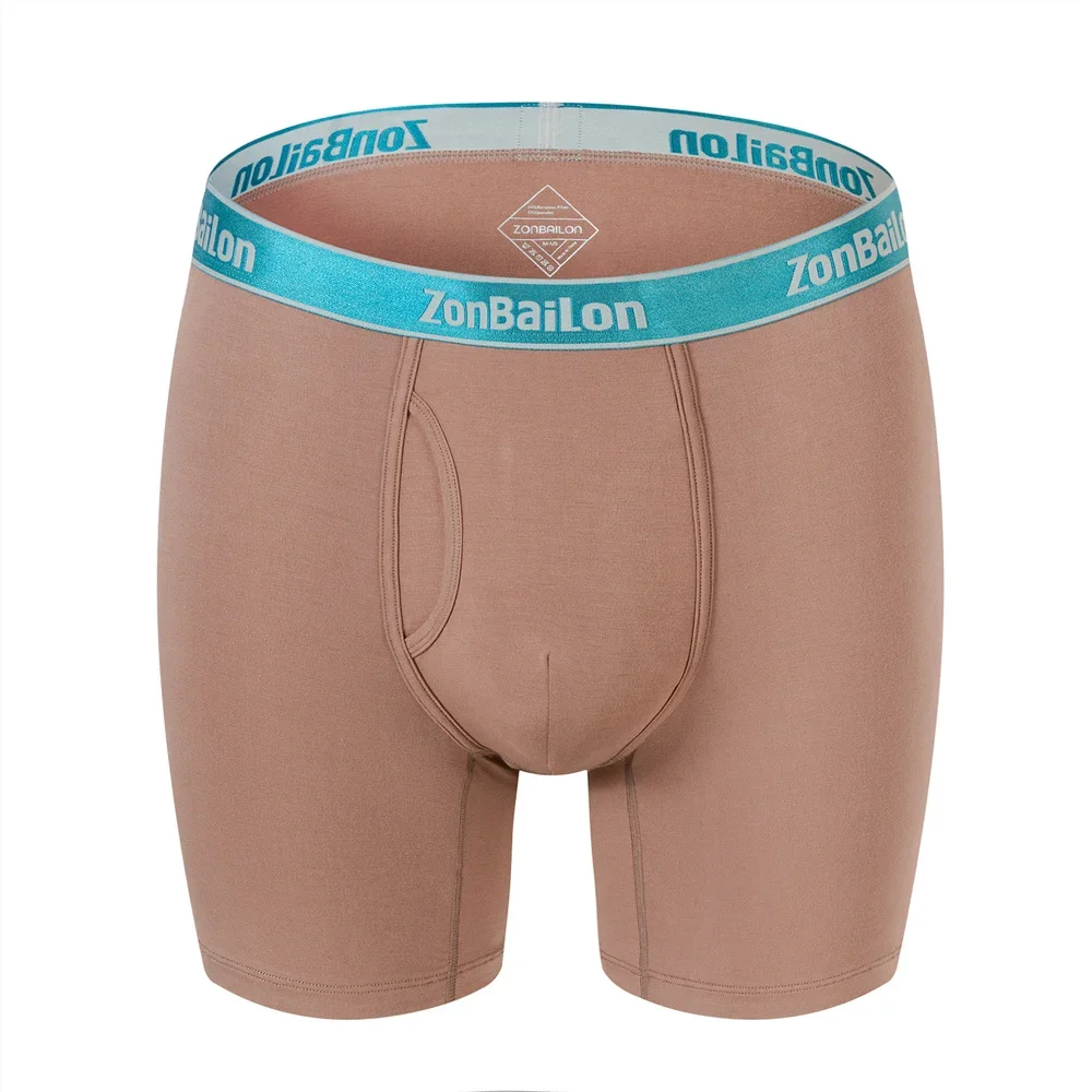 Jinshi Men's Boxer Briefs Soft Bamboo Breathable Open Fly Boxers No Ride Up Underwear