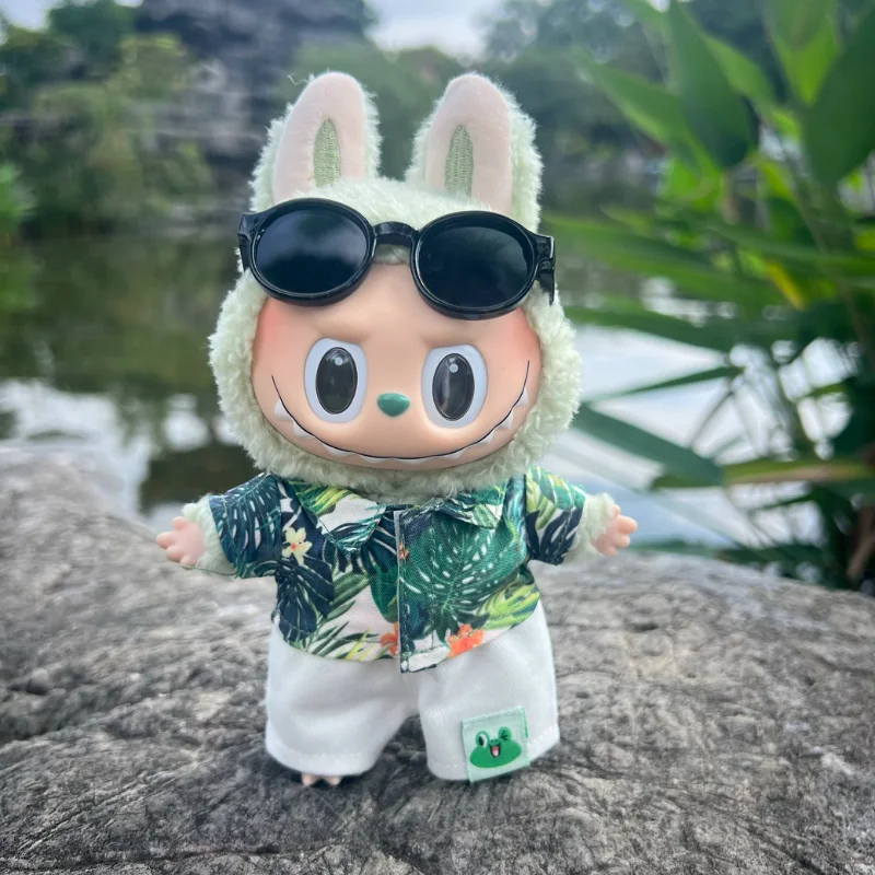 

For/Clothe 17cm Labubu Clothes Heartbeat Macaron Vinyl Labubu Doll Clothes For Changing Or Change the Other Cotton Dolls Clothes