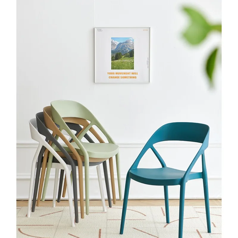 Modern simple plastic back chair thickened family dining chair Nordic plastic stool Internet celebrity leisure creative