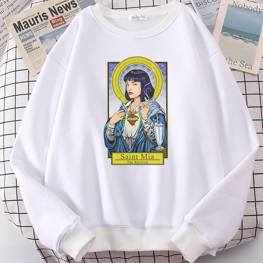 Saint Mia Pulp Fiction Movie 3D Print Mens Spring Sweatshirt Casual Hip Hop Crew Neck Pullover Fashion Fitness Tops Streetwear