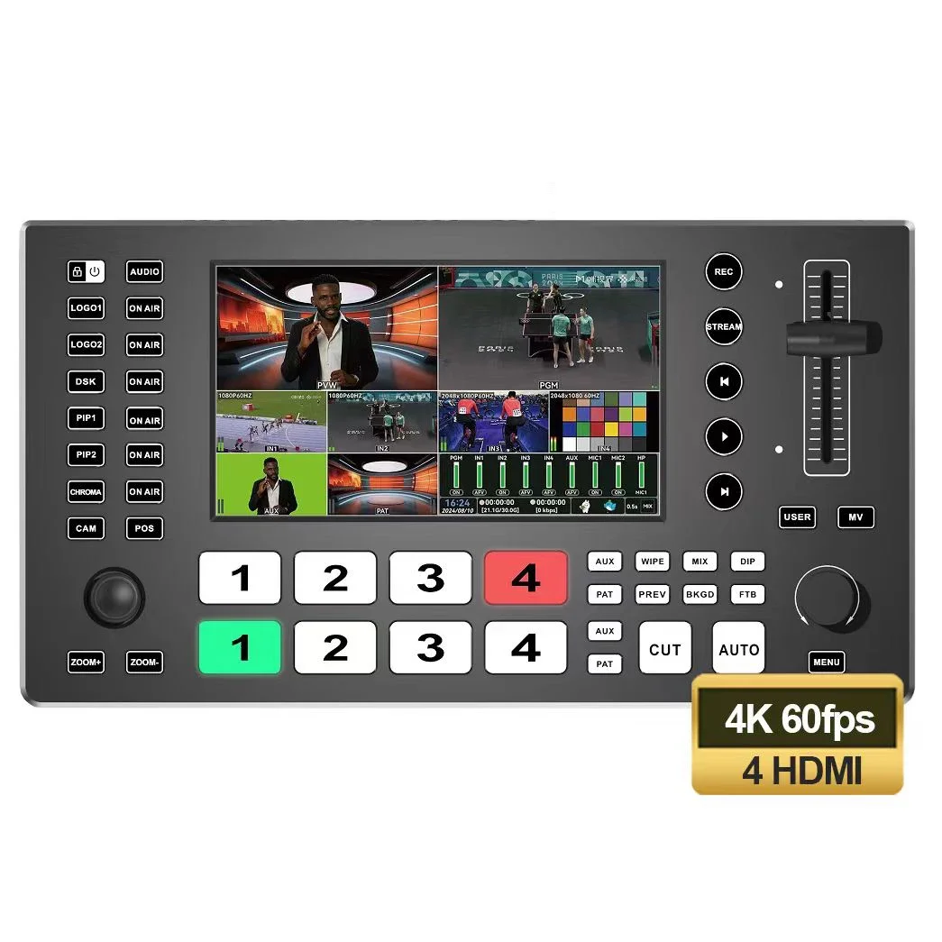 USD672 Free Ship M4 4K 60fps+4 Hd Mi(in)+2 Hd Mi (out) 5 Channel Large Screen 5.5 Inch Video Switcher Mixer Streaming Broadcast