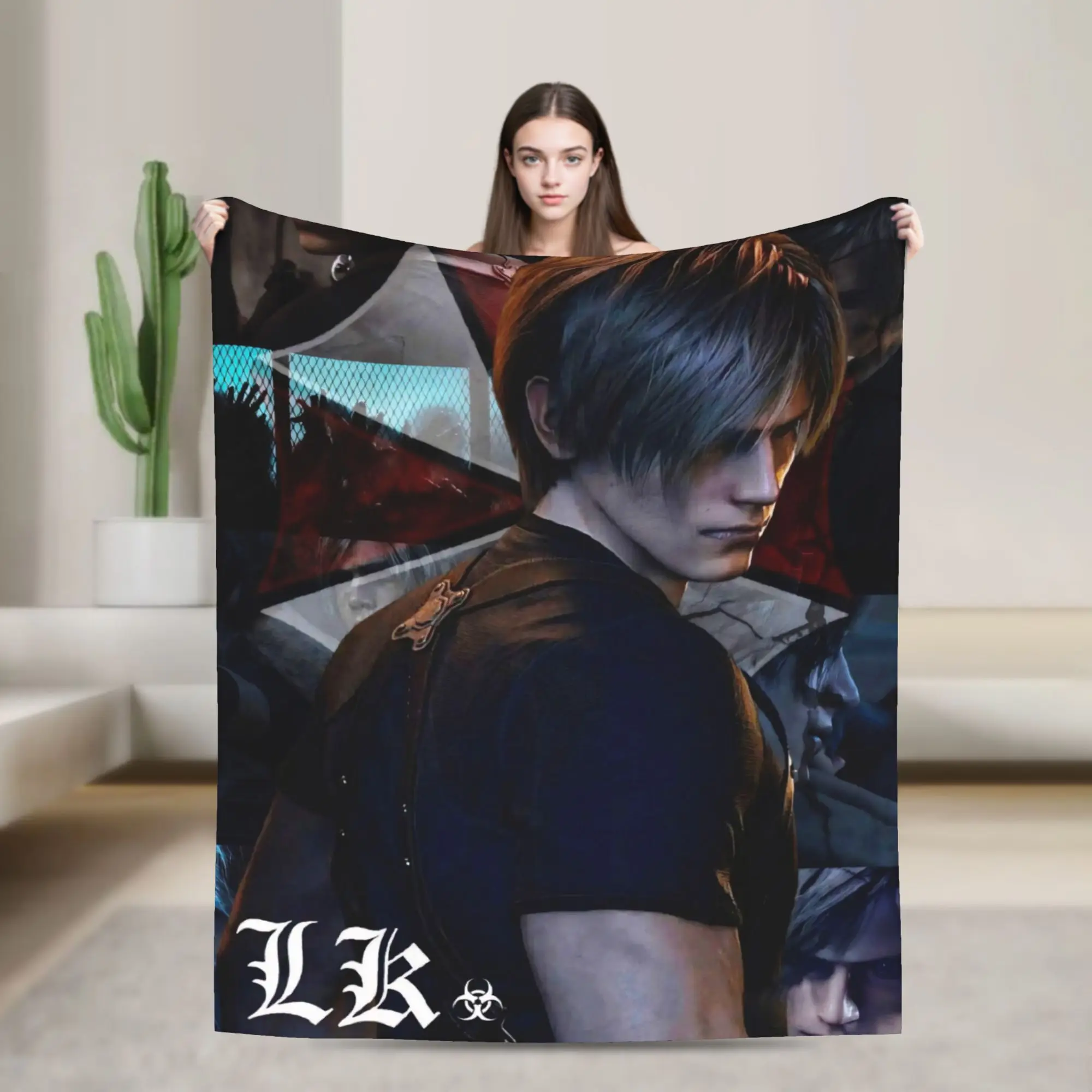Leons Kennedy Residents Evils Blanket Super Warm Aesthetic Plush Bedding Throws For Kids Adult Couch Chair Bedspread Bed Cover