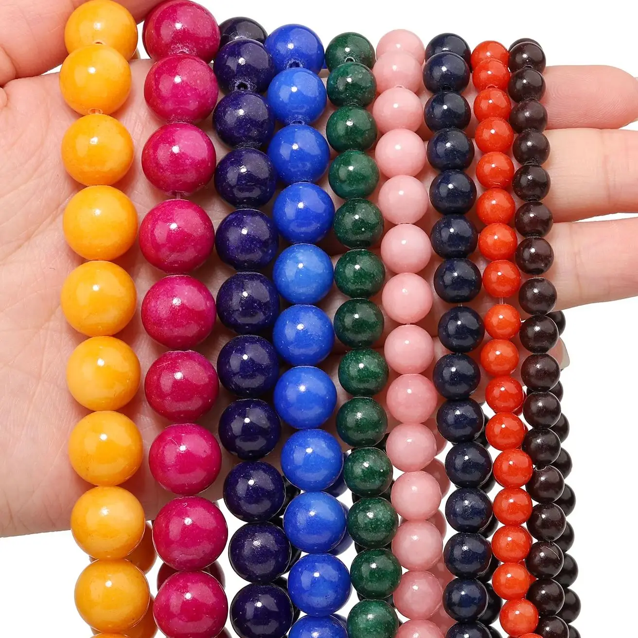 【セール中】6/8/10/12 ミリメートル天然翡翠石ビーズラウンド DIY チャームブレスレット Neckalce ルーススペーサービーズジュエリーメイキング用アクセサリー