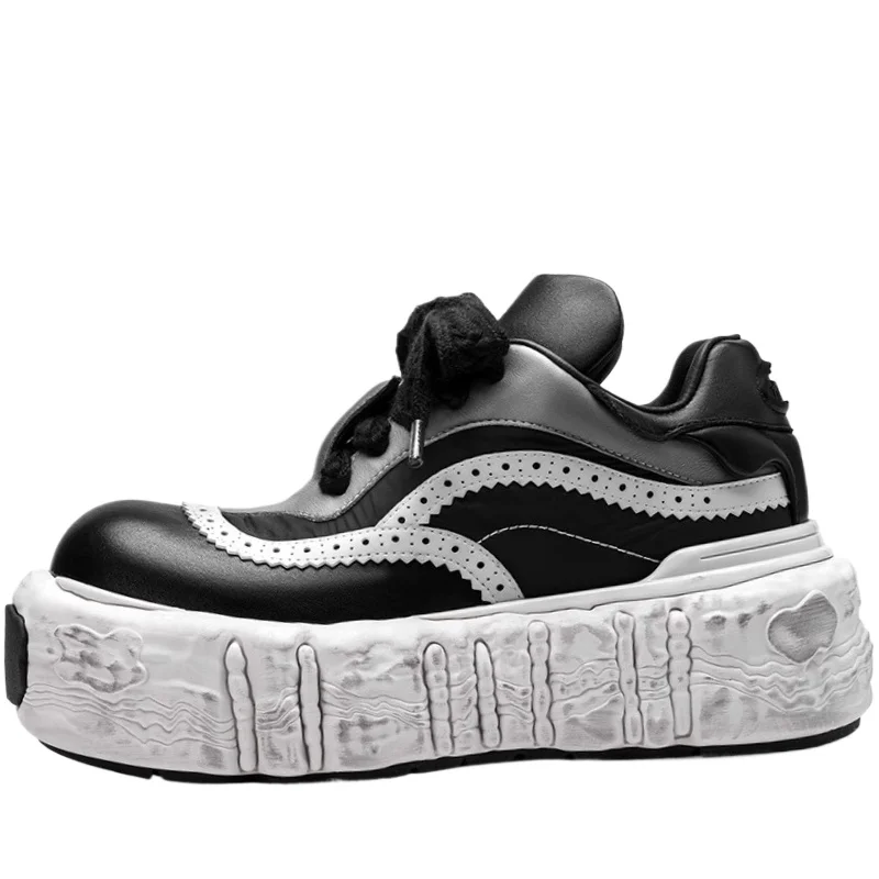 

Мужская спортивная обувь в стиле ретро, модная и универсальная повседневная обувь для досок, мужская дышащая обувь из воловьей кожи на толстой подошве, увеличивающая рост