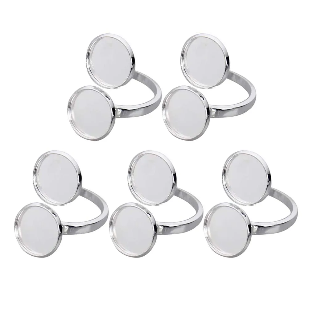 

5PCS Gemstone Ring Bases Silver Adjustable Copper DIY Craft Supplies Portable Bracket Jewelry Making Accessories
