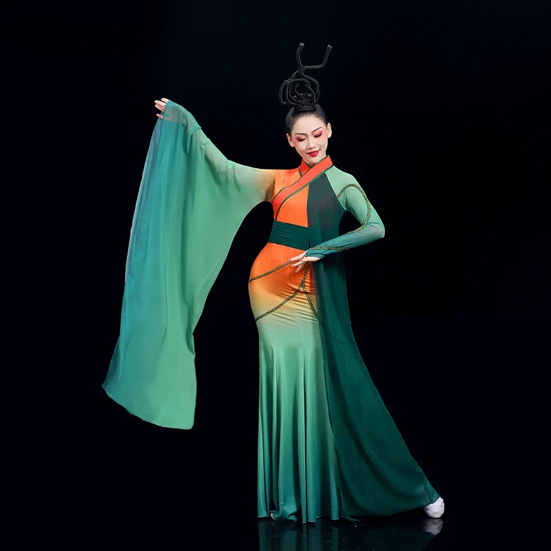 New Classical Dance Costume Ancient Costume Elegant Cross Collar Wide Sleeve National Style Performance Wear