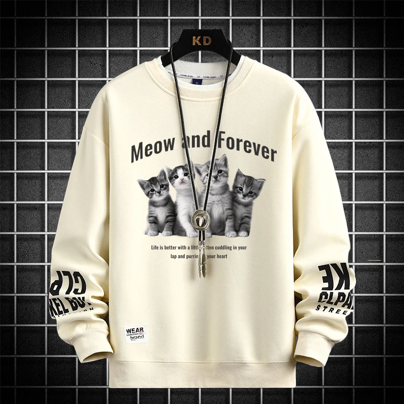 Novos moletons soltos unissex cáqui, preto e azul camisetas de manga comprida S-5XL gráfico americano tops casuais 2025