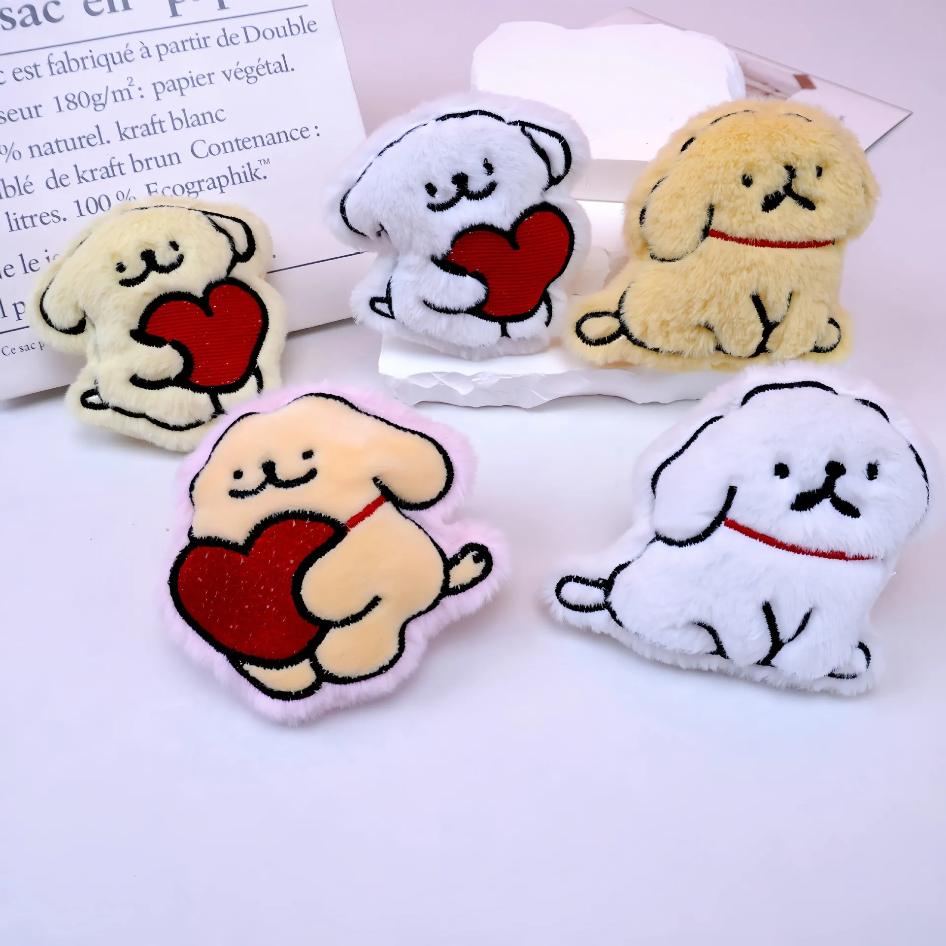 100 Pcs Explosive Line Dog Squeaking Plush Keychain Charm Cute Love Puppy Bag Accessories