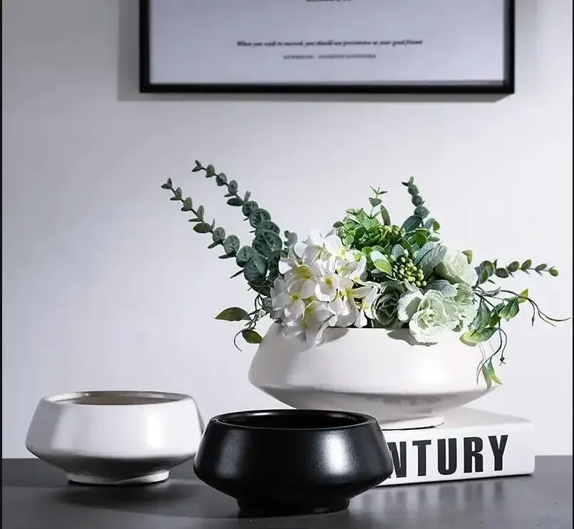 Ceramic Flowerpot Fruit Bowl Flower Arrangement Plant Pot Succulent Decoration Potted Garden Pots