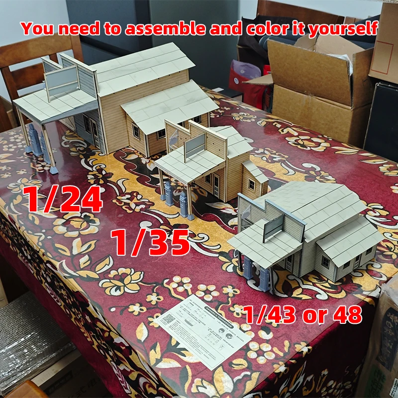 1/24/35/43/48 Maßstab Modellbausatz Miniatur-Diorama Architektonisches Gebäude Haus Unbemalt Amerikanische Vintage-Landtankstelle DIY – Detail 1