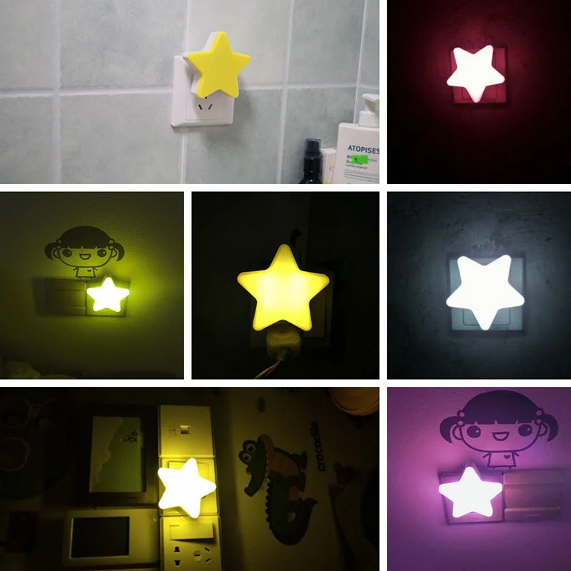 Led Star Night Light Eu/us Plug Smart Light Sensor Wall Night Lamp For Baby Room Kids Bedroom Home Deco Energy Saving 110-220v