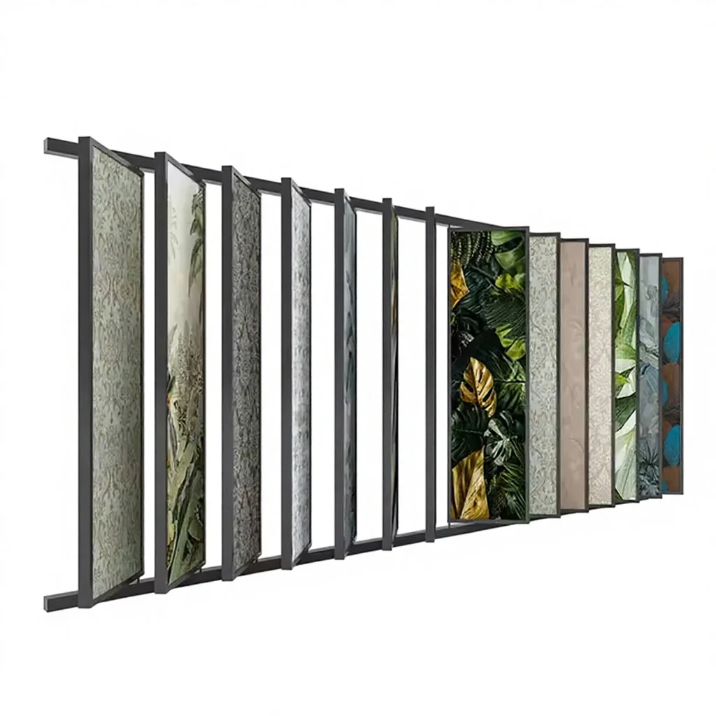 &c Customize High Quality Metal Page Turning Mural Wallpaper Sample Display Floor Standing Display Rack Customized