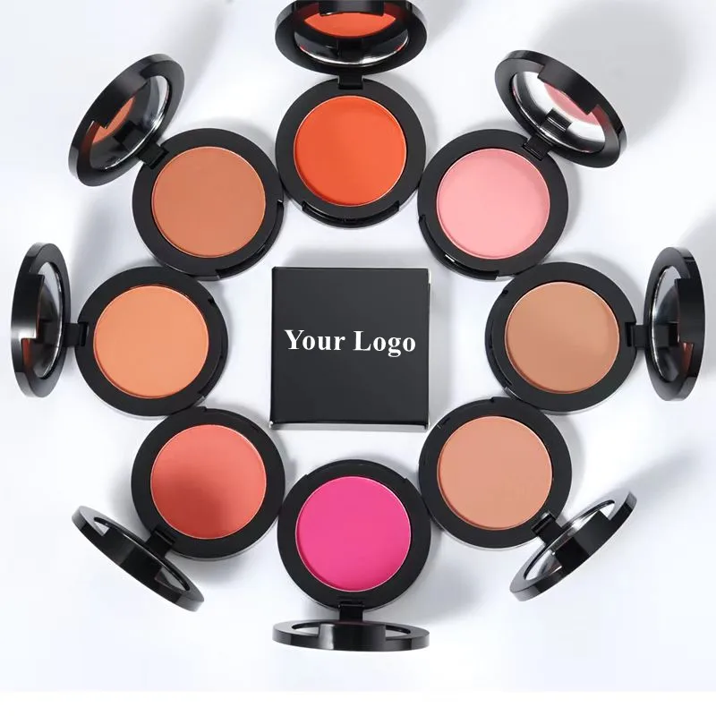 50pcs Wholesale Blush Palette Face Makeup Blusher Peach Powder Waterproof Cheek Contour Blush Private Label Cosmetics