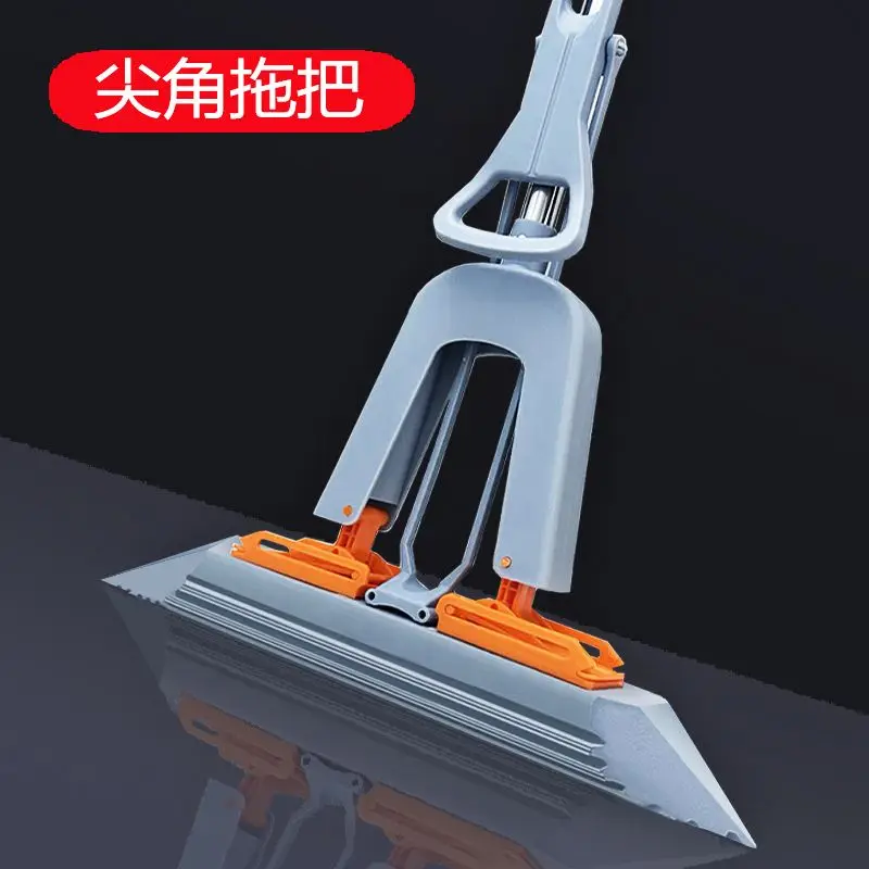 Triangular Rubber Cotton Mop Household One-drag Net Free Hand Washing Lazy Bathroom Water Absorption Dead Corner Sponge Mop