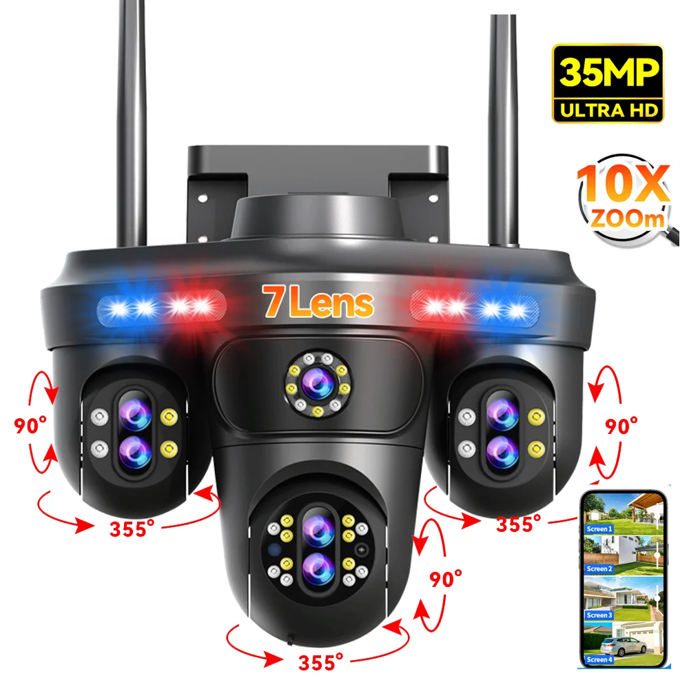 

Factory Wholesale Price 35MP 7 Lens 4 Screens Wifi IP Camera 3PTZ 30X Optical Zoom Outdoor Network Wireless Cameras OEM/ODM