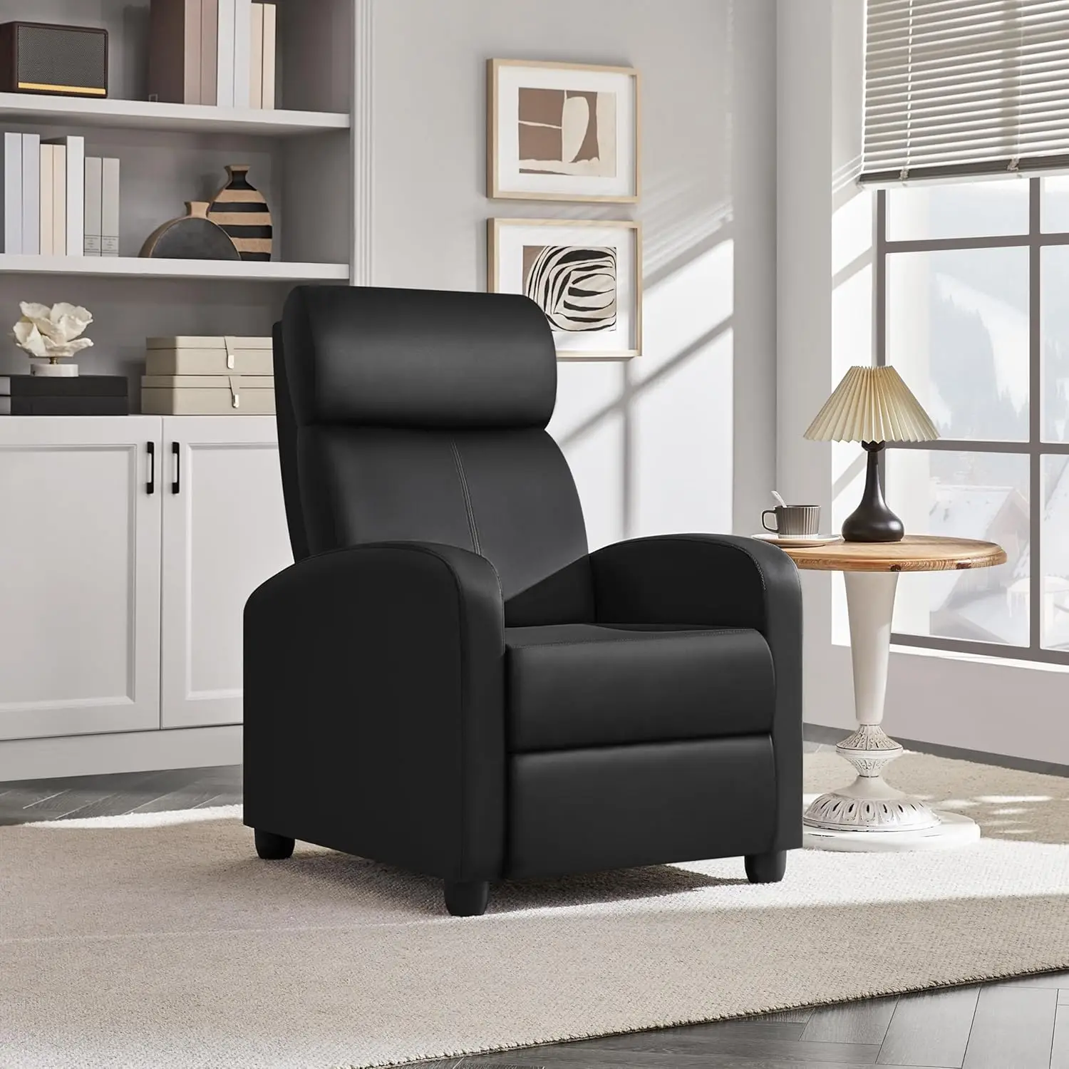 Fauteuil Inclinable en Cuir PU avec Support Lombaire, Canapé de Home Cinéma avec Poussée en Éponge Haute Densité, Plus de 197