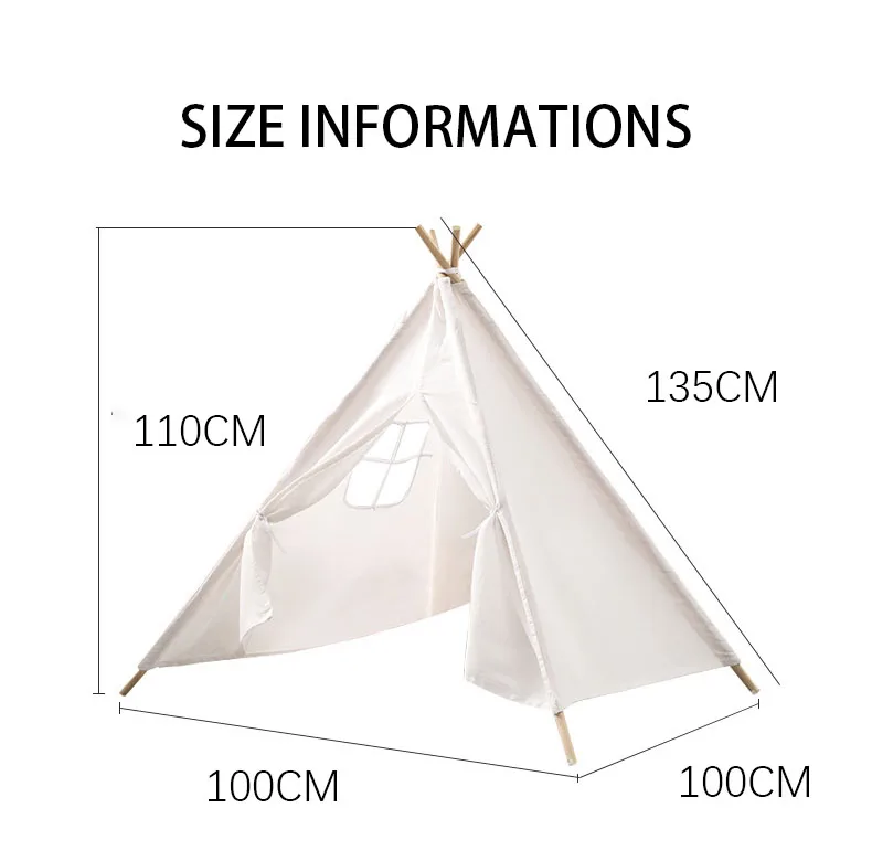 Dropshipping 1.3M Kids Tent Tipi Draagbare Kinderen Speelhuis Indoor Outdoor Camping Huis Cadeau Jongens Meisjes Tenten Wigwam