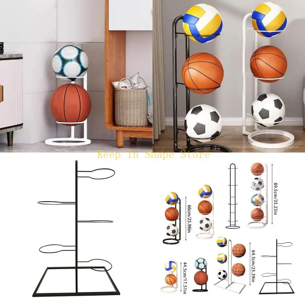 

U1JC Футбольная витрина Многослойная полка для хранения мячей Вертикальная стойка для катящихся мячей для спальни, гостиной,