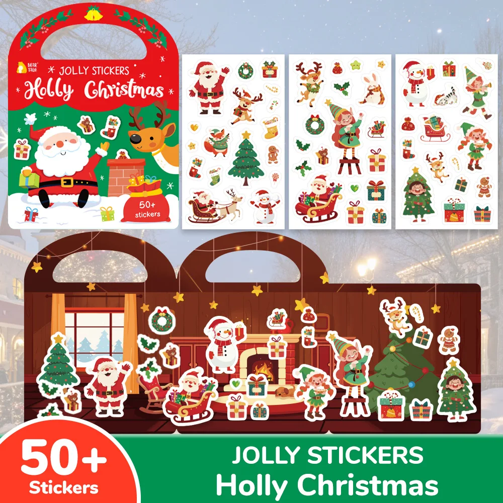 

DIY Fun Children's Scene Sticker Book Christmas Theme Early Education Focus Cultivation Removable Repeatable Sticker