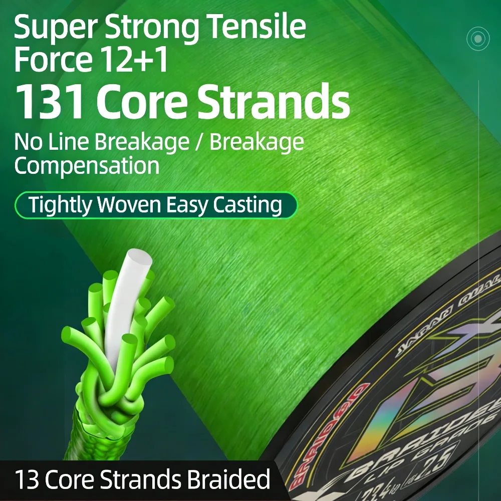 12-1ストランド編組peライン-スムース131ライン-高強度-超遠投