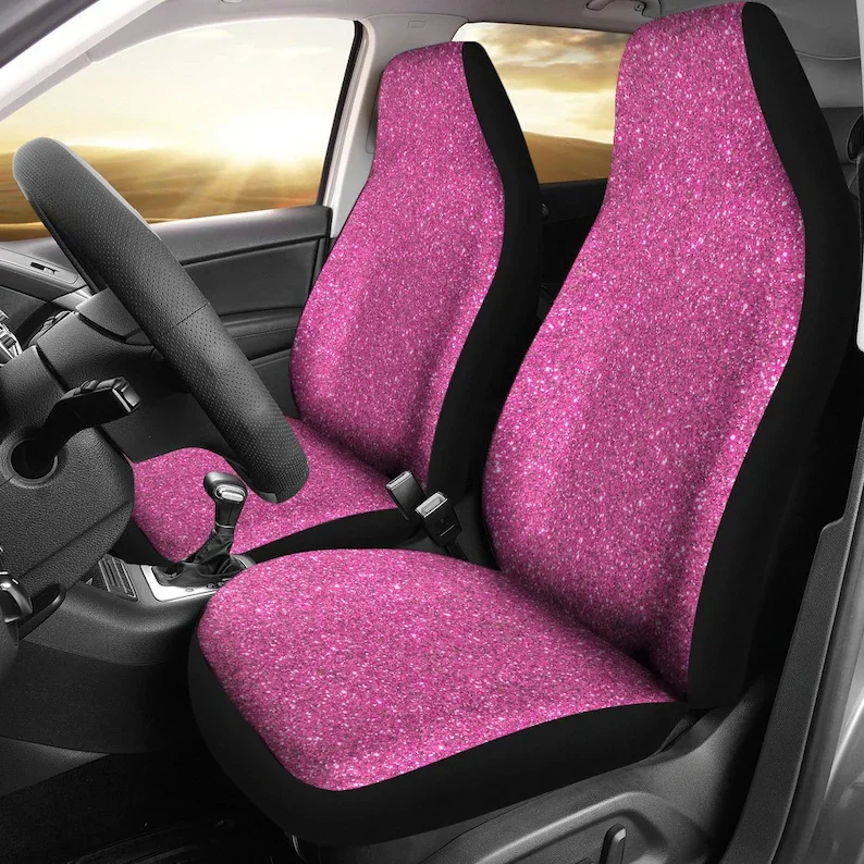 Pink Confetti Print Car Seat Covers Pair, 2 Front Car Seat Covers, Seat Cover for Car, Car Seat Protector, Car Accessory